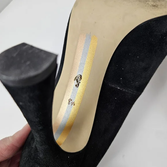 Sam Edelman Antonia Pointed Toe Black Suede Pump Heel Size 8.5 Minimalist - Picture 7 of 8